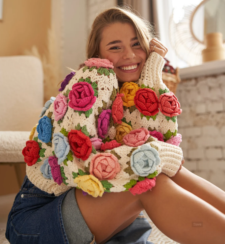 🌹 Rose Garden Crochet Jacket Pattern Granny Square Cardigan 🧶