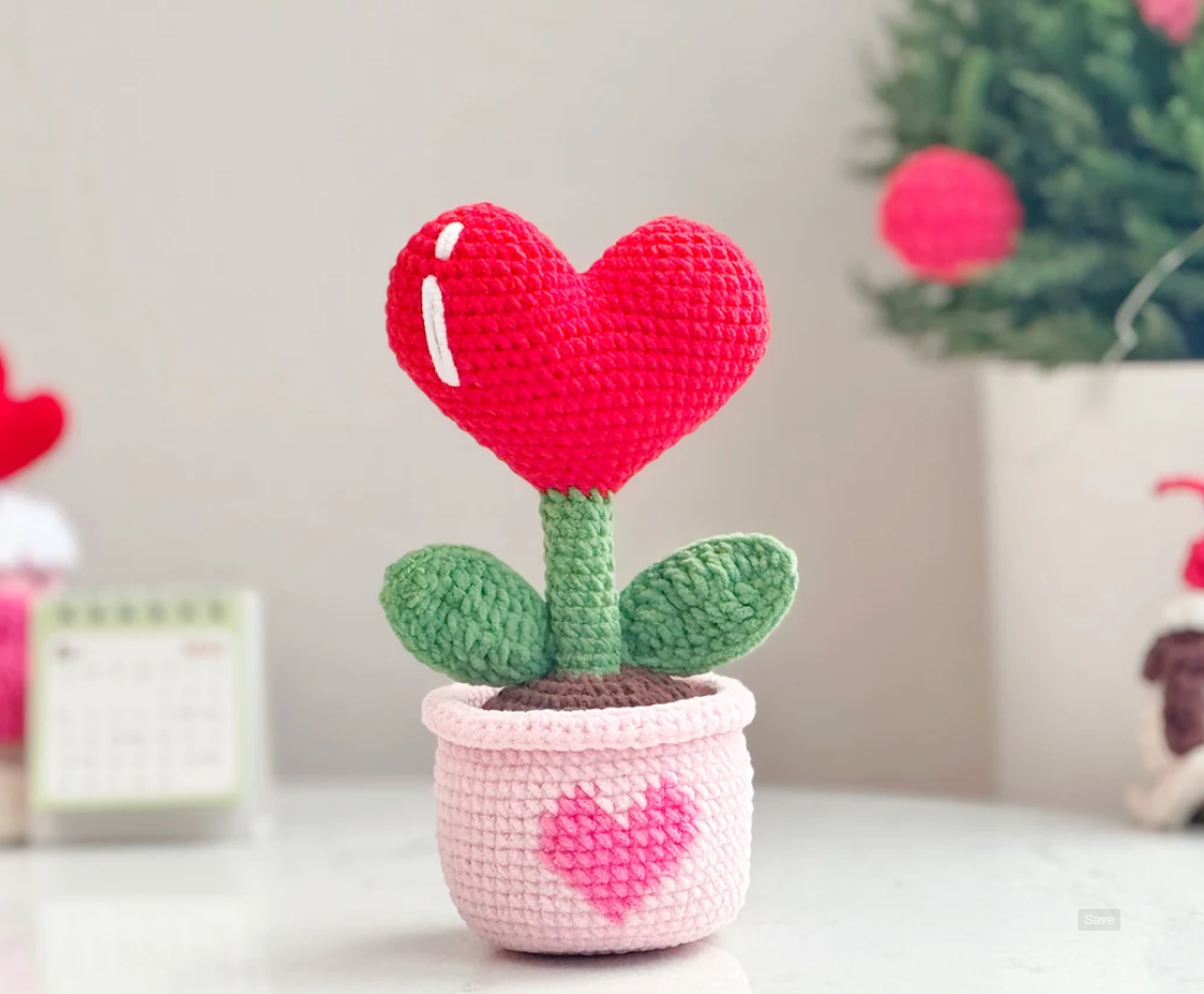 ❤️🌱 Heart Plant Crochet Pattern  Valentine’s DIY