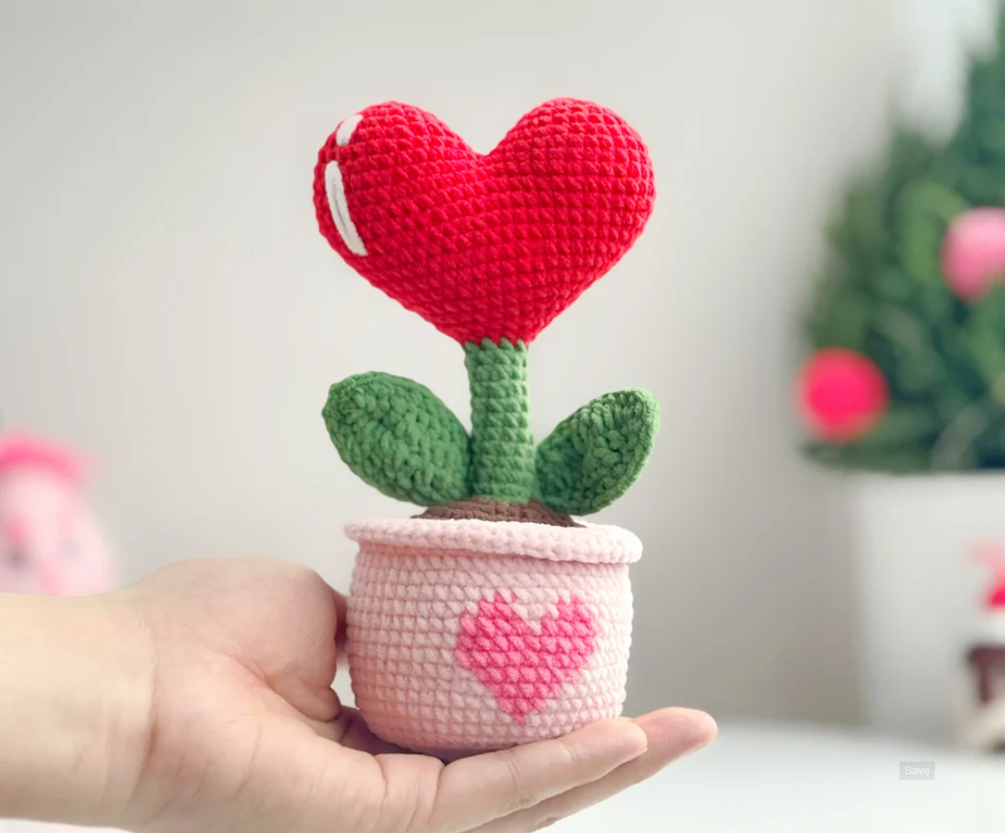 ❤️🌱 Heart Plant Crochet Pattern  Valentine’s DIY