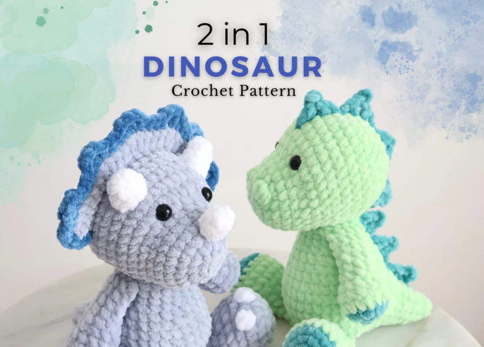 🦖 2-in-1 Dinosaur Crochet Pattern 🧶