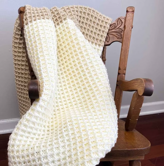 🧶 Easy Crochet Waffle Stitch Blanket pattern❄️