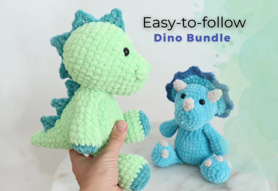 🦖 2-in-1 Dinosaur Crochet Pattern 🧶